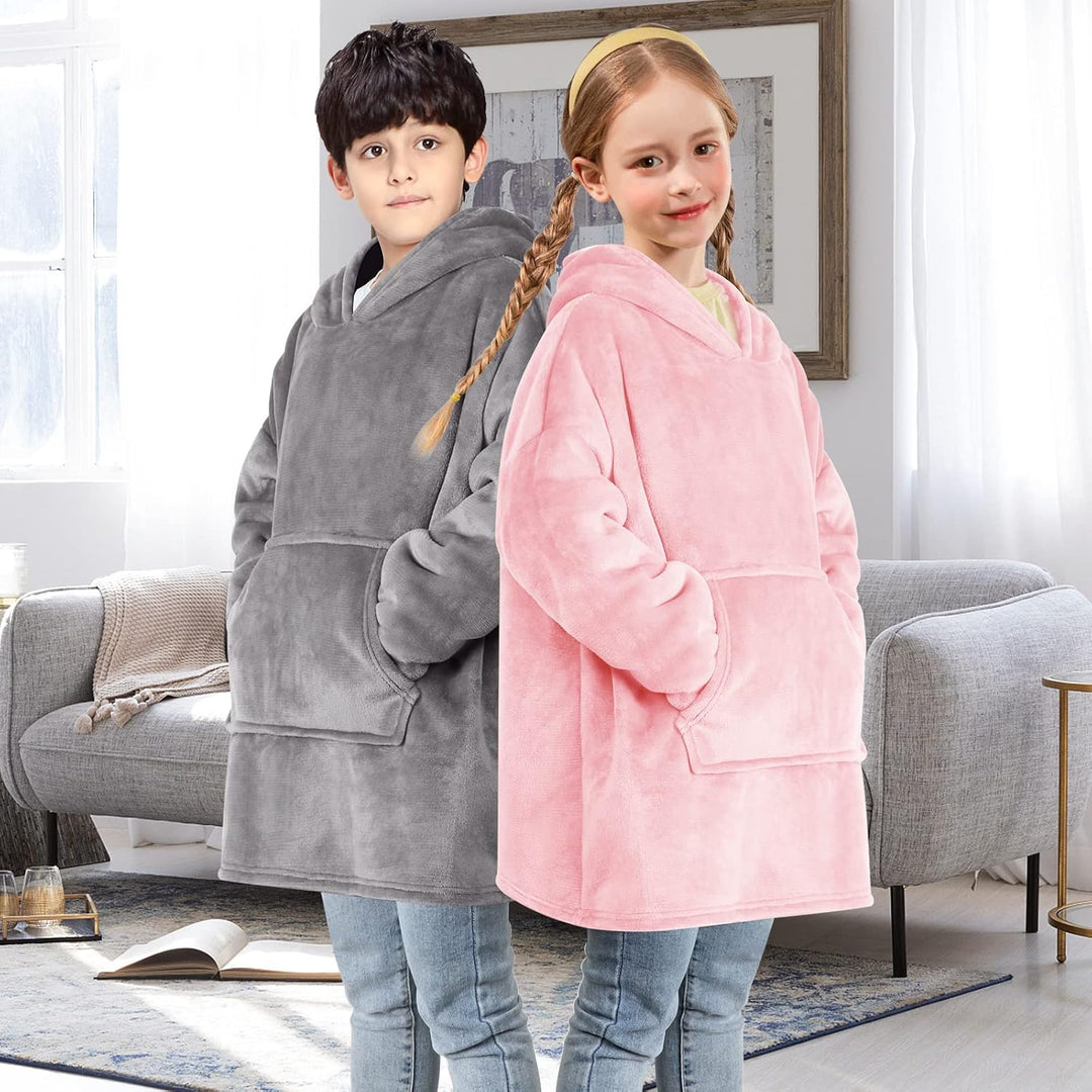 Uplayteck Übergrosse Hoodie Decke zum Anziehen Kinder, Super Weiche und Warme Oversize Flanell Pullo