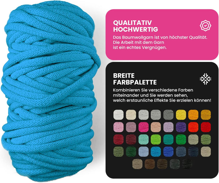 Netuno 1x Makramee Garn Bordeaux 9 mm 50 m Baumwollkordel mit Polyesterkern Dickes Garn Makramee Kor