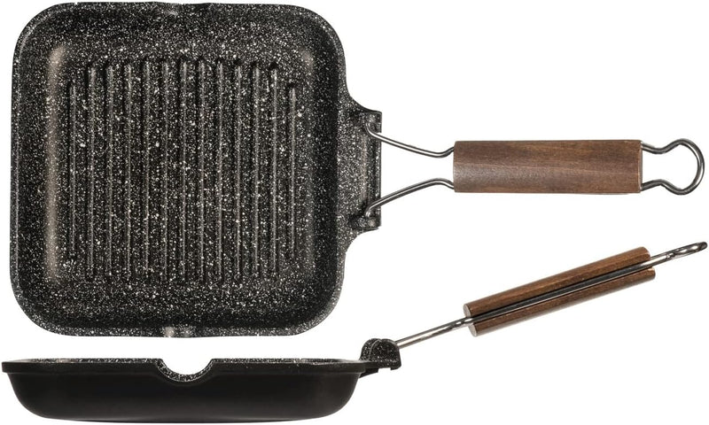 Home Pietra Antihaft-Grillpfanne mit biegsamen Griff, Stein, Schwarz, 20 cm