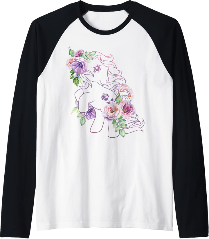 My Little Pony Original Retro Floral Pony Outline Raglan