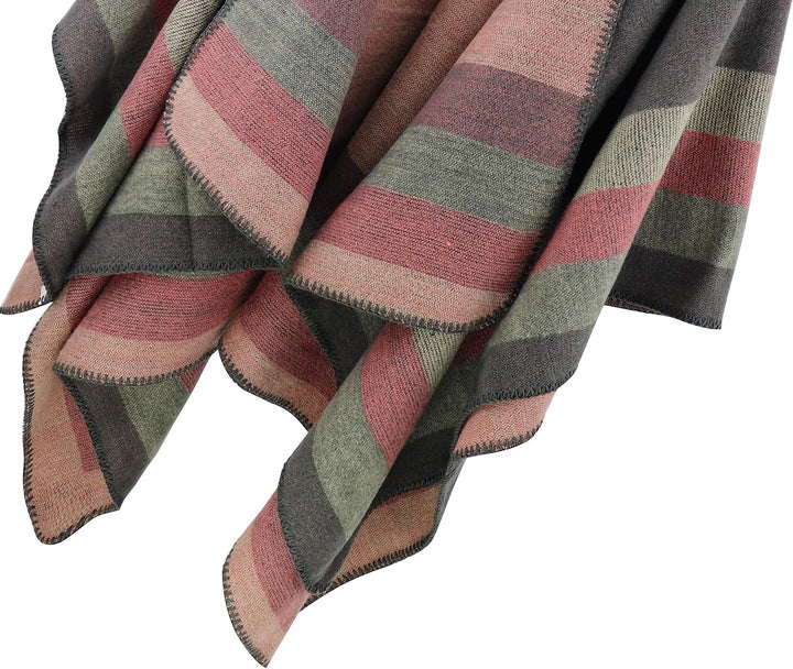 Shmily Girl - Damen Poncho Habe Gestrickt Überdimensionalen Decke Kap-Schal Streifen / Grau, Streife