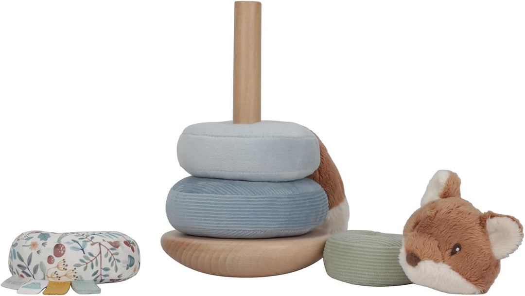 Little Dutch Stapelturm Stapelringe Steckspiel aus Holz und Stoff Baby Kleinkind Fuchs blau - Forest