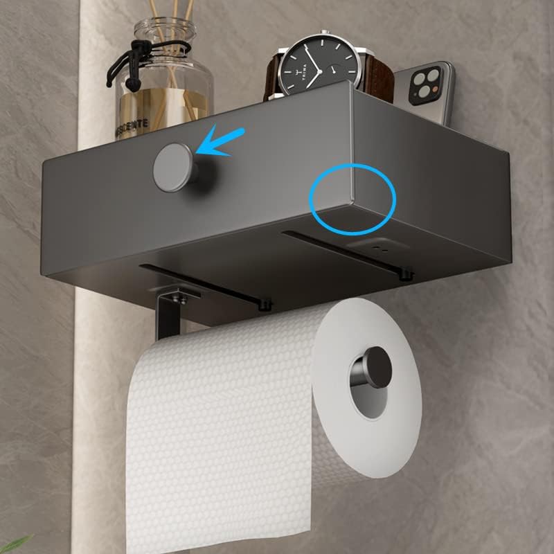 VOLDRA Toilettenpapierhalter Mit Feuchttücherbox Ohne Bohren Klopapierhalter mit Ablage Klorollenhal