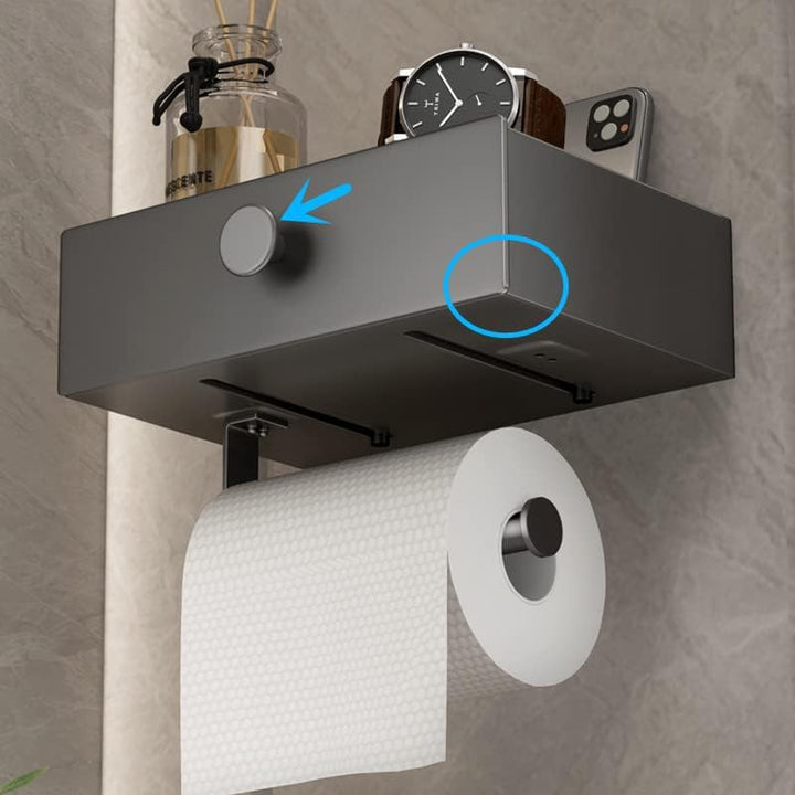 VOLDRA Toilettenpapierhalter Mit Feuchttücherbox Ohne Bohren Klopapierhalter mit Ablage Klorollenhal