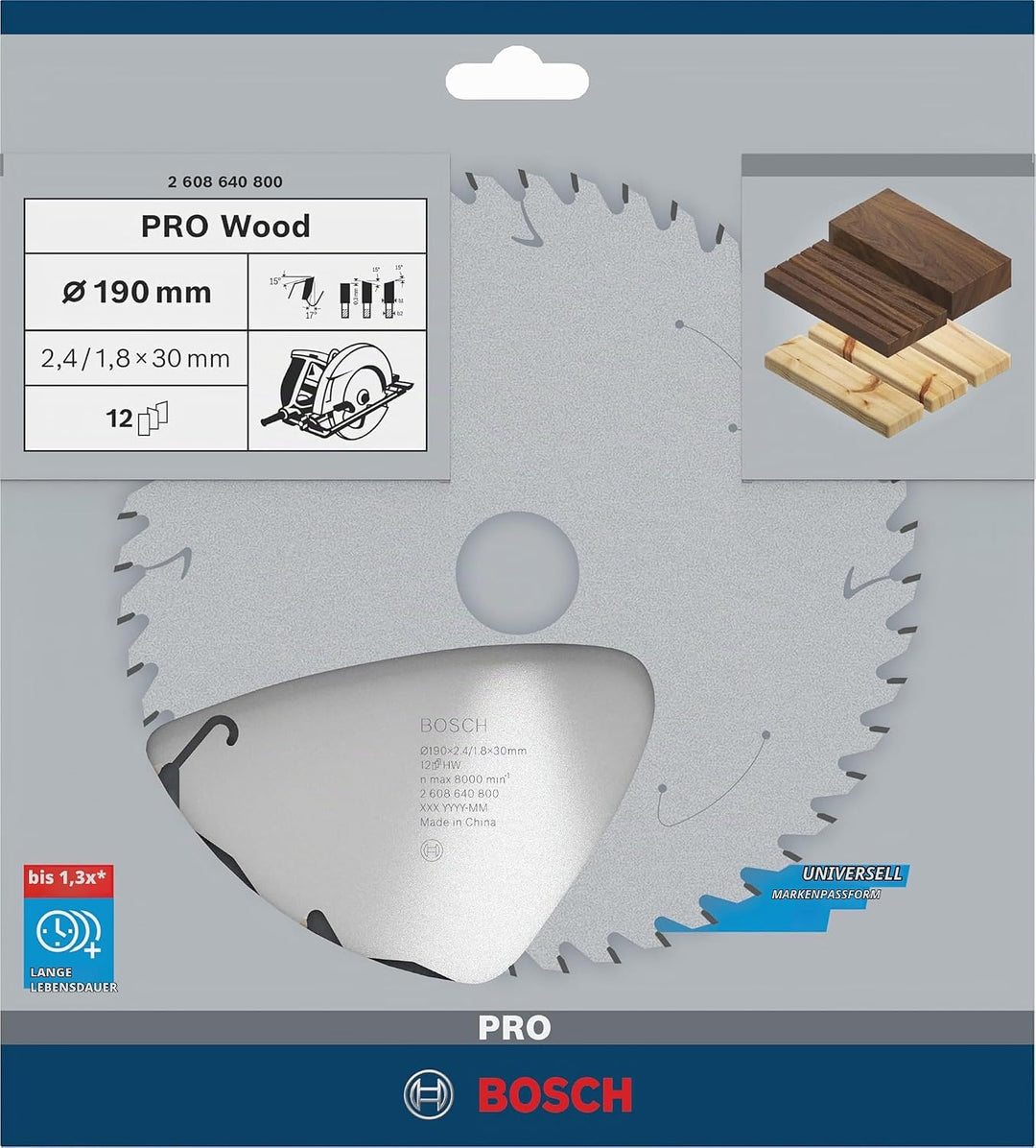 Bosch 1x PRO Wood Kreissägeblatt für Akku-Handkreissägen (für Weichholz, Hartholz, Ø mm, Professiona
