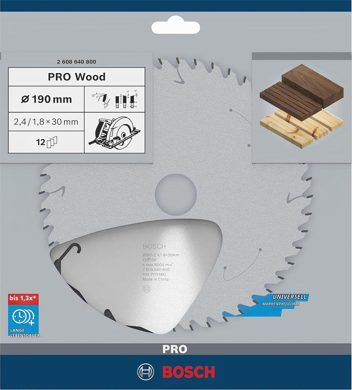Bosch 1x PRO Wood Kreissägeblatt für Akku-Handkreissägen (für Weichholz, Hartholz, Ø mm, Professiona