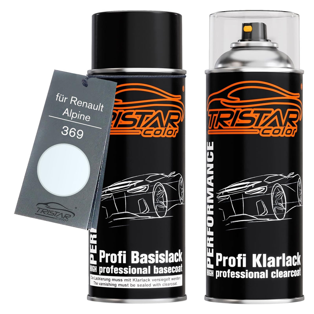 TRISTARcolor Autolack Spraydosen Set für Renault/Alpine 369 Blanc Glacier/Arktis Weiss Basislack Kla