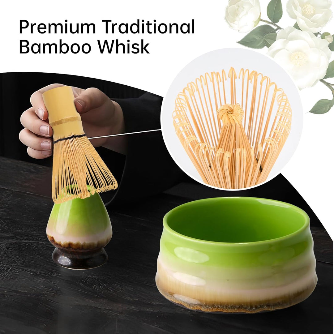 7PCS Matcha Kit Japanische Zeremonie, Bambuslöffel, Bambusschaufel, Peitschenhalter, Matcha-Set für
