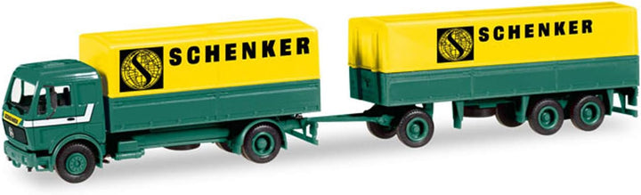 Herpa 308687 Mercedes-Benz Leinwand Cover Trailer Schenker Modell Set