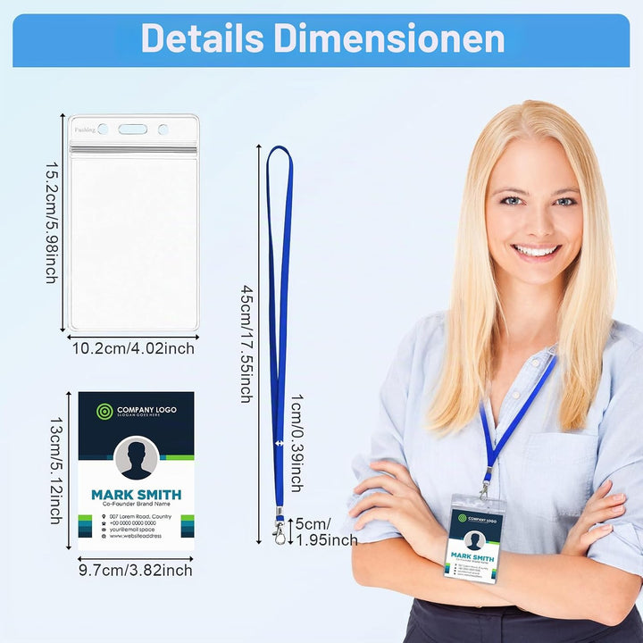 Ausweishülle Mit Band,Fushing 50 Stück Lanyards Schlüsselb?nder Ausweishülle Namensschilder Mit Schl