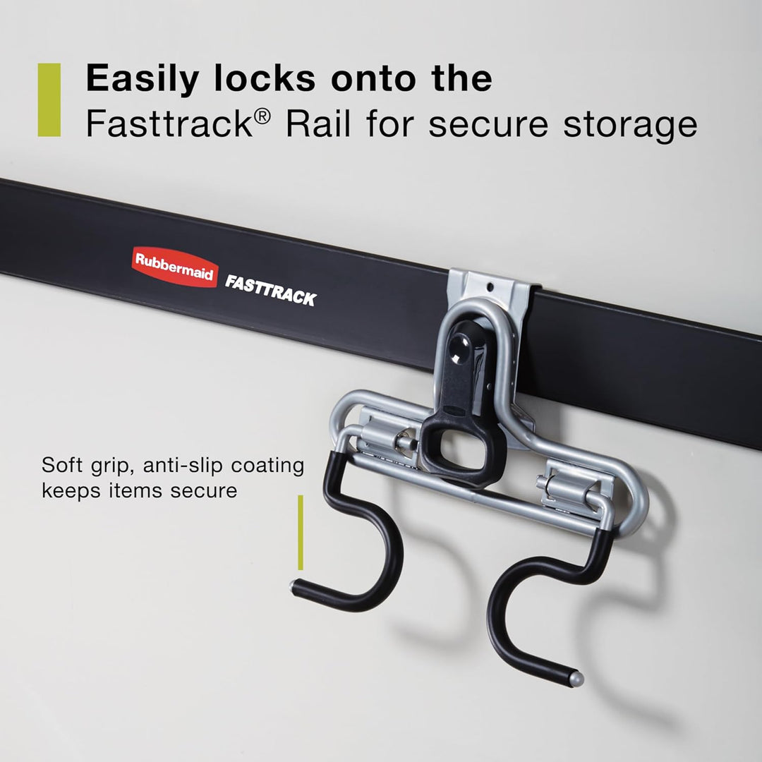 Rubbermaid Fasttrack 2-Griff-Haken Handle Hook Metallic|Powder-Coated Steel, 2-Griff-Haken