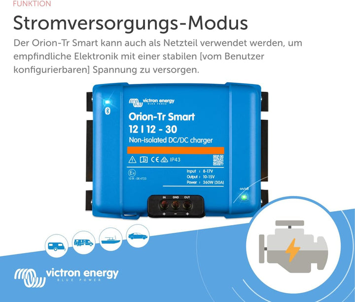 Victron Energy Orion-Tr Smart 12/12-Volt 30 Amp 360-Watt DC-DC Ladebooster, Nicht isoliert