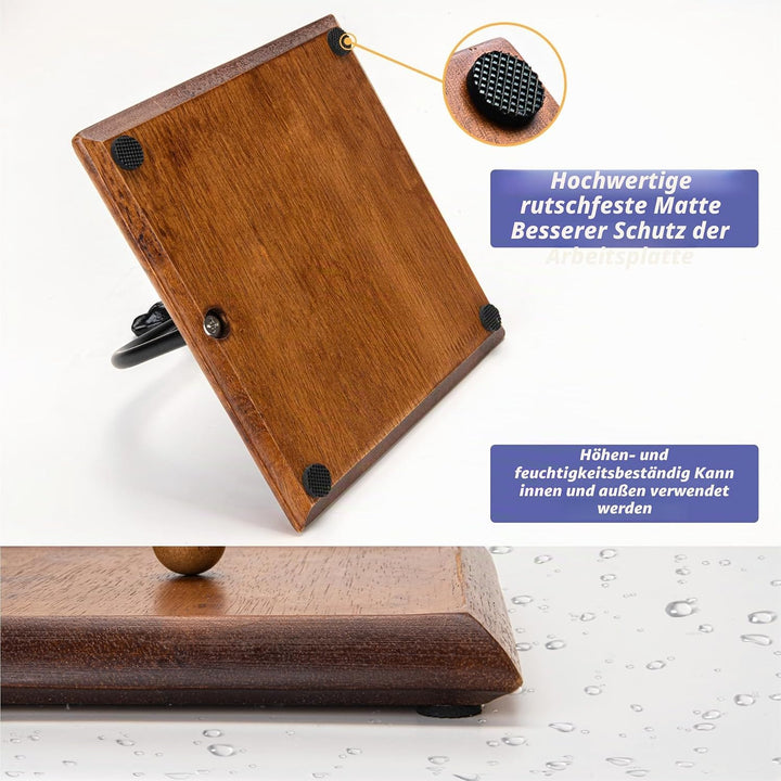 Holzserviettenhalter mit vogelartigem Griff – Eleganter flacher Serviettenhalter mit gewichtetem Arm