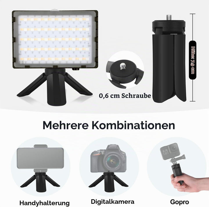 EMART 2-Pack Video Licht RGB, Dimmbare 5500K Videoleuchte LED USB mit Verstellbarem Stativ, Foto Lic