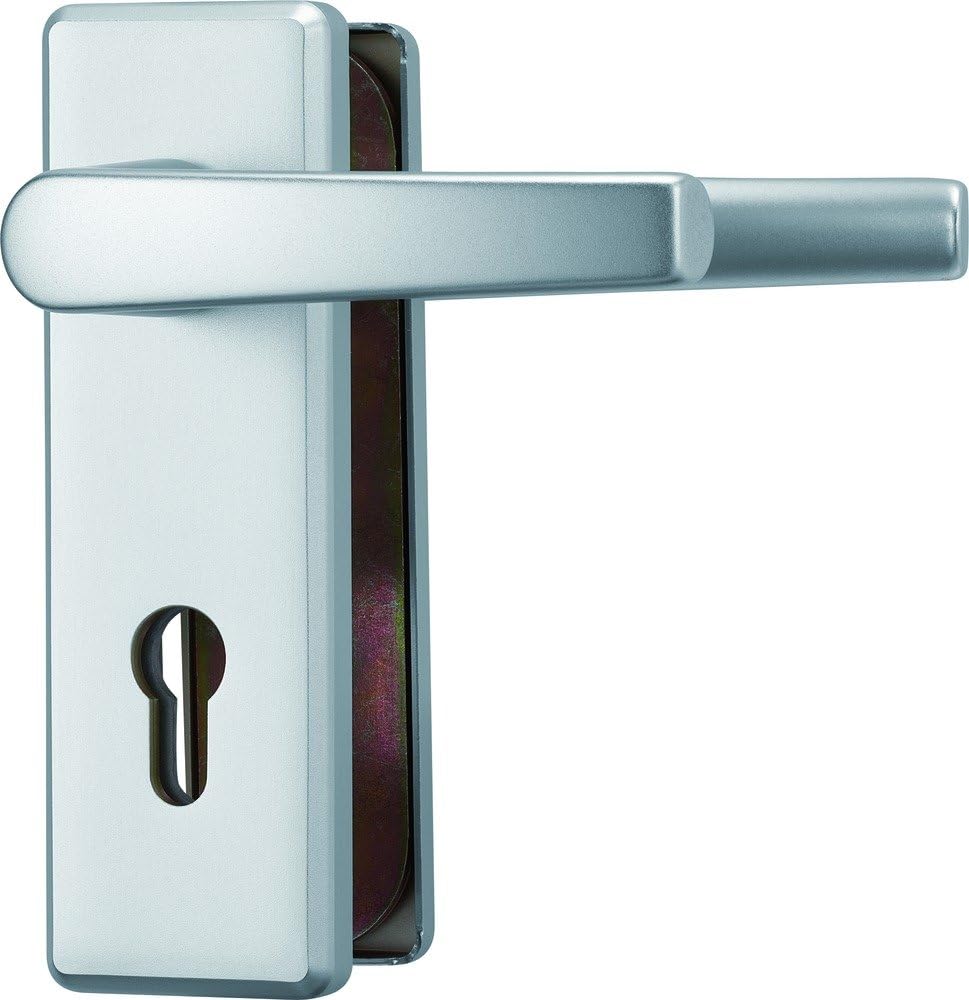 ABUS Tür-Schutzbeschlag KKT512 F1 aluminium mit beidseitigem Drücker eckig 26438 Beidseitig Drücker
