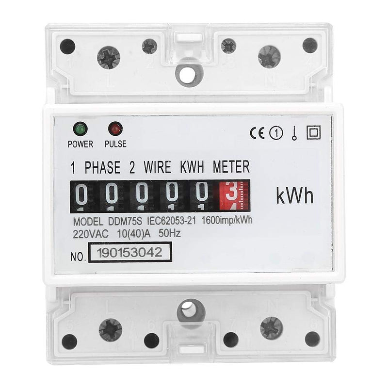 Digitale Stromzähler 1 Phase, AC 220V/230V 10-40A 2 Draht 4P Einphasiger Stromzähler Hutschiene, KWh