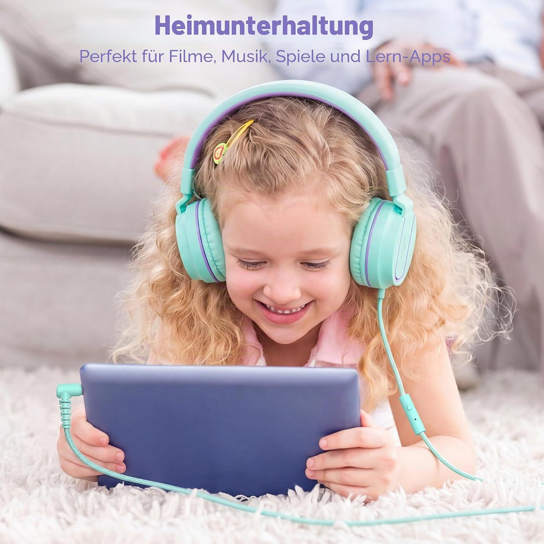 AILIHEN I35 Kinder Kopfhörer mit Mikrofon, Lautstärke begrenzt 93 dB, für Mädchen, Jungen, Teenager,