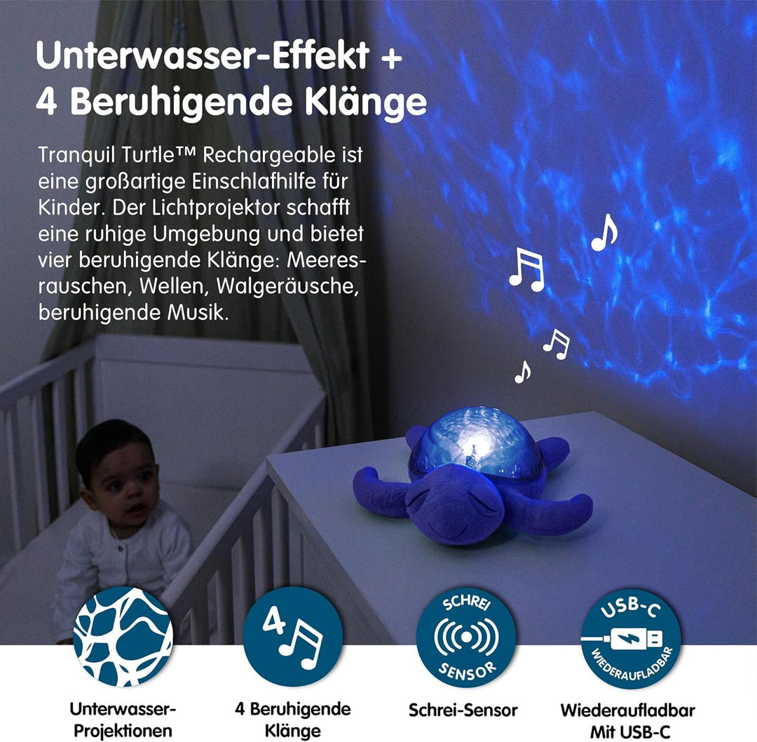 Cloud b | Nachtlicht mit Musik | Unterwasserprojektionen | 4 beruhigende Geräusche | Helligkeit eins