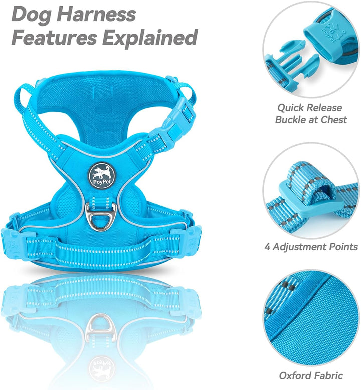 PoyPet Keine Pull Hundegeschirr, Reflektierendes Hundegeschirr für Hunde ohne Choke, Verstellbare, w