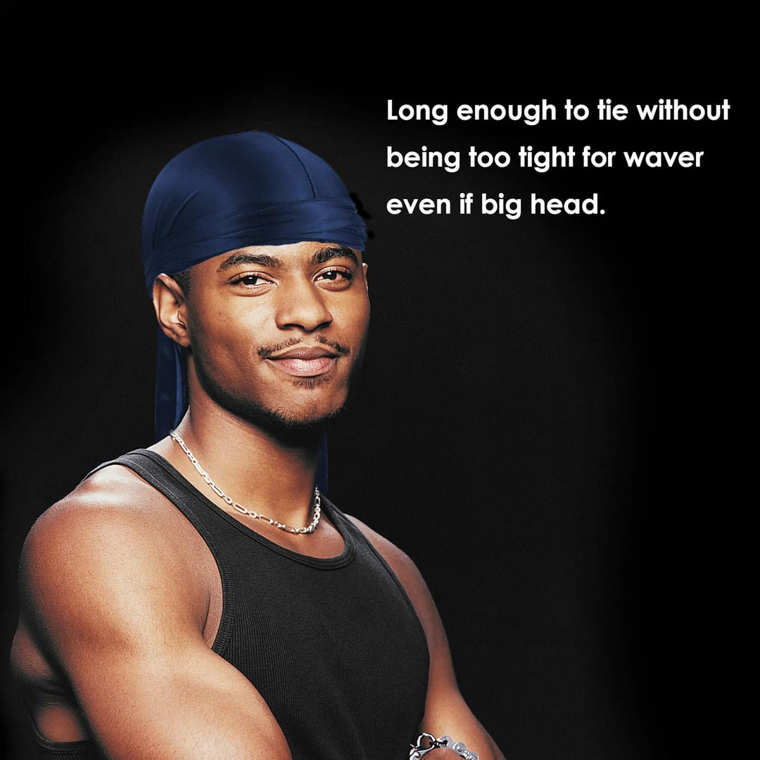 3 Stück Seidige Durag Packung mit Wellenkappe für Männer Frauen Wellen, Satin Doo Rag, Kopfwickel Du