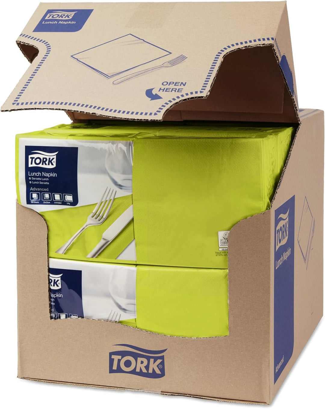 Tork 477840 Lunchservietten Lime / 2-lagige Servietten für kleine Gerichte oder Snacks / Advanced Qu