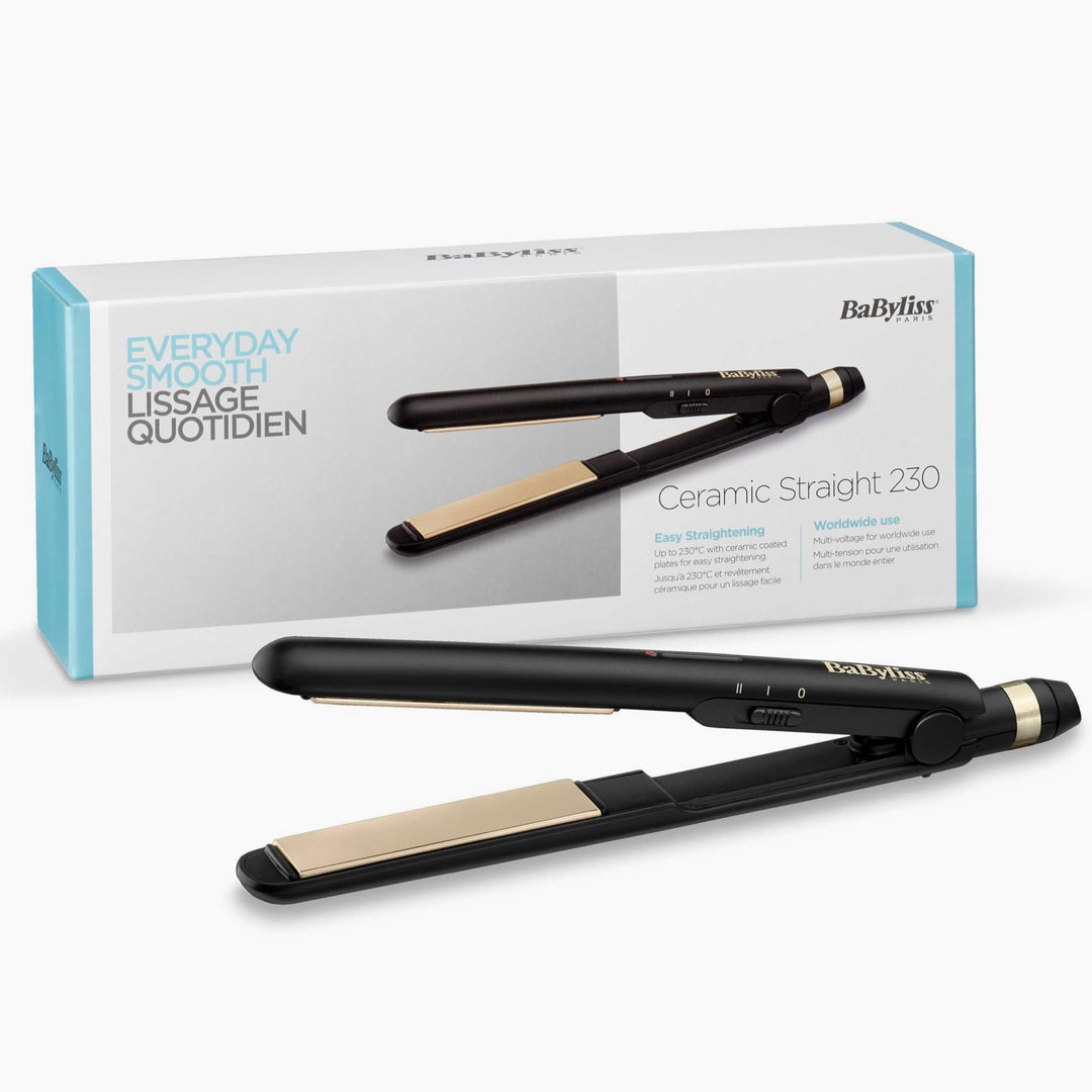 BaByliss Ceramic Straight Hair Glätteisen -Styler zum Glätten und Locken, Universalspannung für Reis