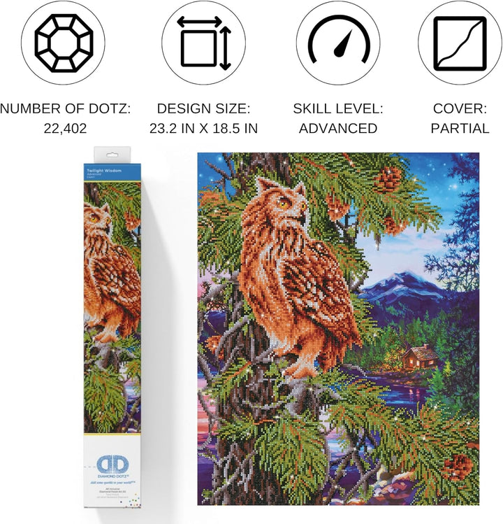 Diamond Dotz DD12-025 Eule, ca. 47 x 59 cm gross, Diamond Painting, Malen mit Diamanten, funkelndes