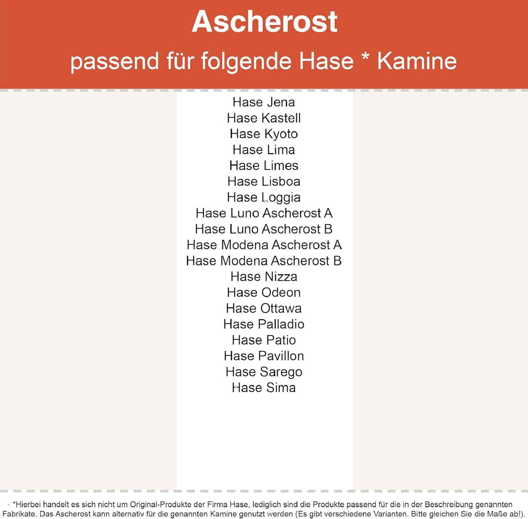 Kaminrost - Passend für Hase Kaminöfen inkl. Modellübersicht - Ascherost Kamin aus massivem Stahl -