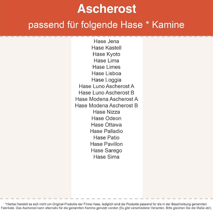 Kaminrost - Passend für Hase Kaminöfen inkl. Modellübersicht - Ascherost Kamin aus massivem Stahl -