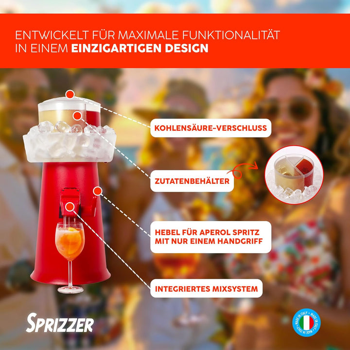 Sprizzer - Aperol Spritz Maschine für Spritz, Dispenser und Mischer mit Eisbehälter für Aperitif, Ma