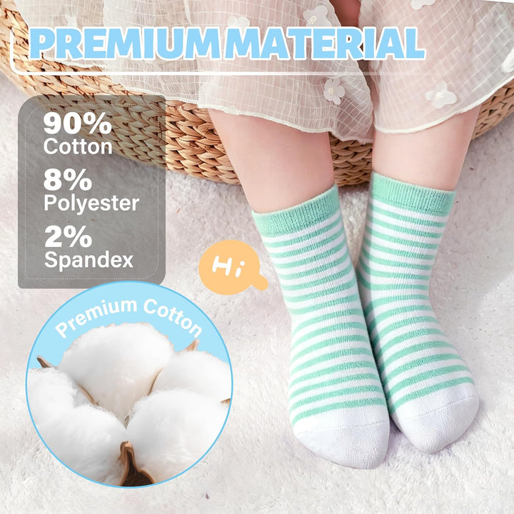 ANTSANG 12 Paare Stoppersocken Kinder Baby Mädchen Socken Anti Rutsch / Rutschfeste Socken Baumwolle