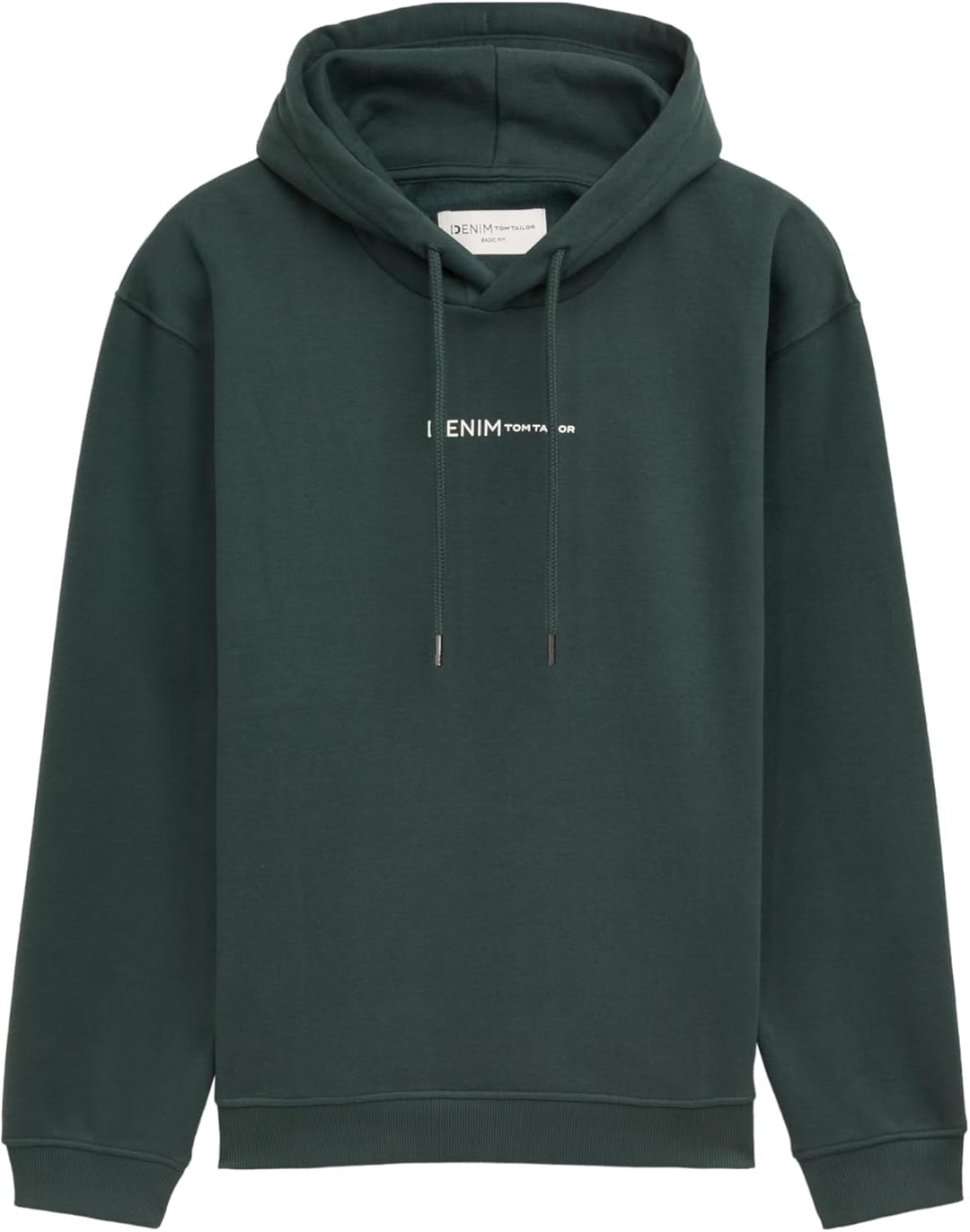 TOM TAILOR Denim Herren Hoodie Sweatshirt mit Logo-Print S 10362 - Dark Gable Green, S 10362 - Dark