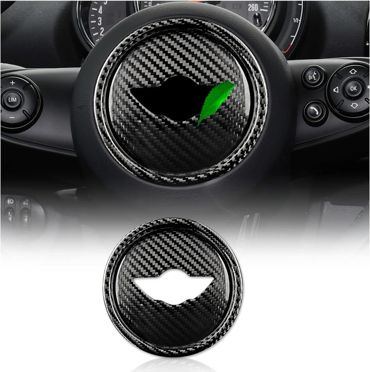KUNGKIC Kohlefaser Auto Lenkrad Mittelmarkierung Abdeckung Dekorative Aufkleber für Mini Cooper Club