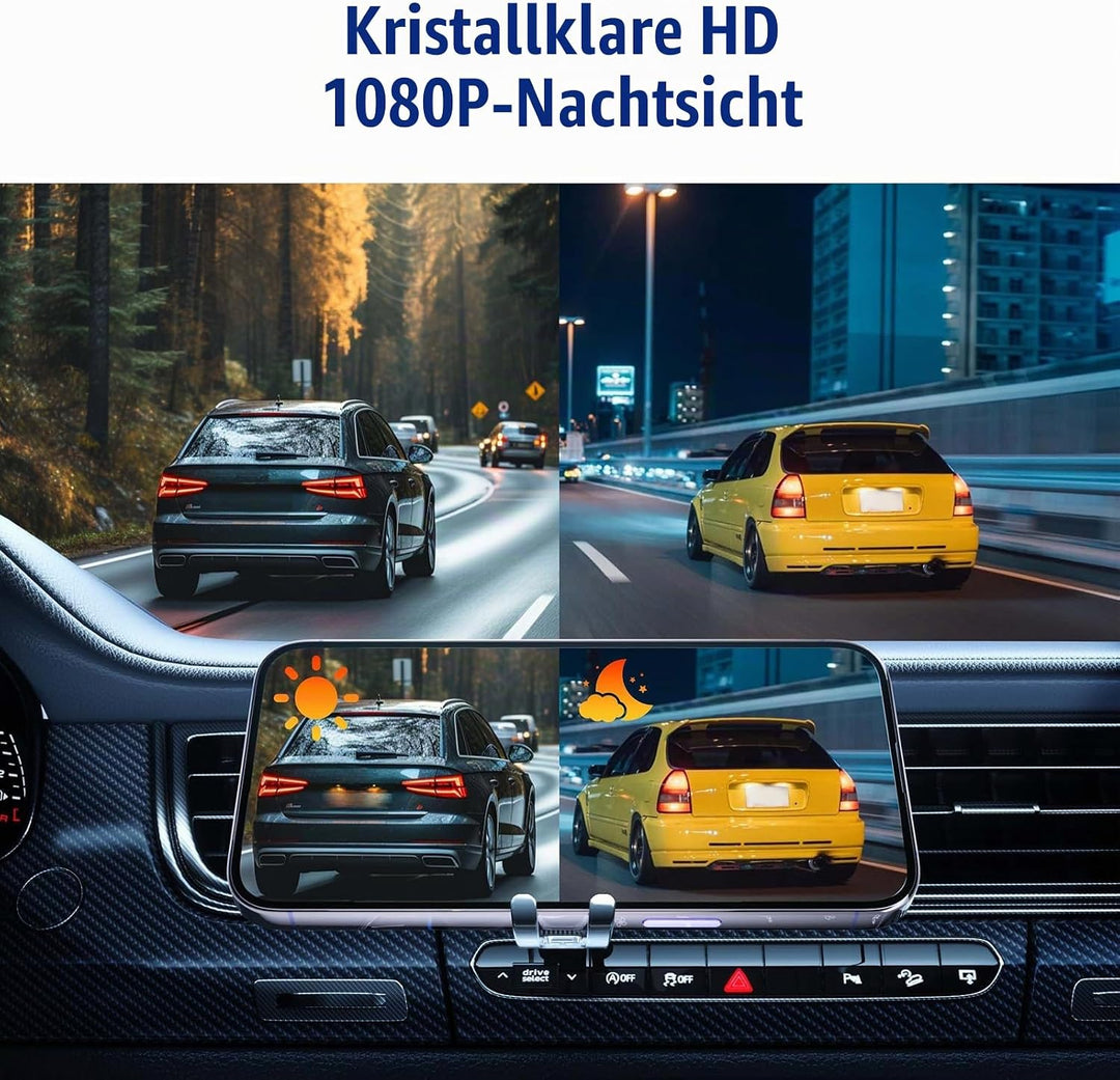 WiFi Solar Kabellose Rückfahrkamera, Magnet Funk Rückfahrkamera mit 9600mAh, 1080P IR-Nachtsicht DVR