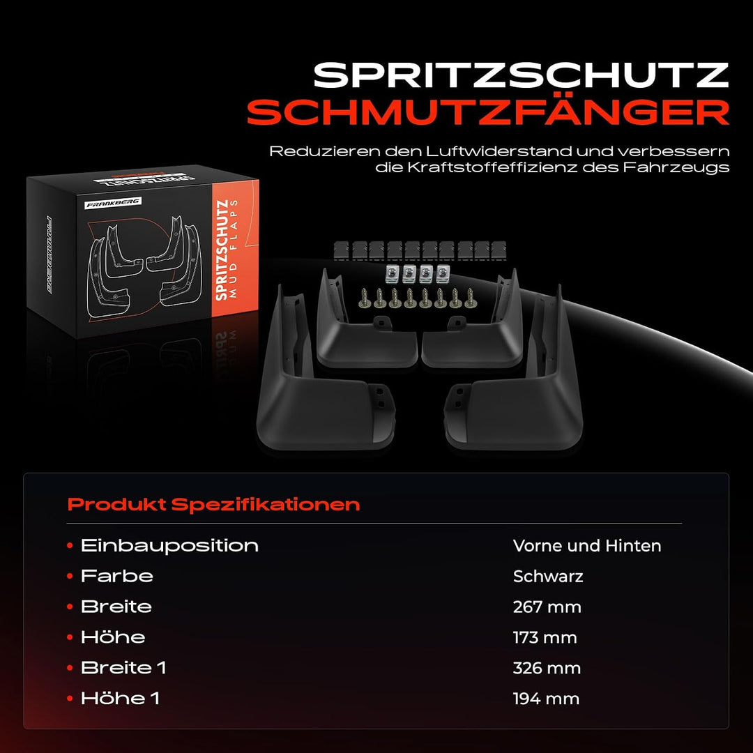 Frankberg 4x Universal Auto Spritzschutz Schmutzfänger Vorne Hinten Kompatibel mit M.i.n.i F57 C.o.o