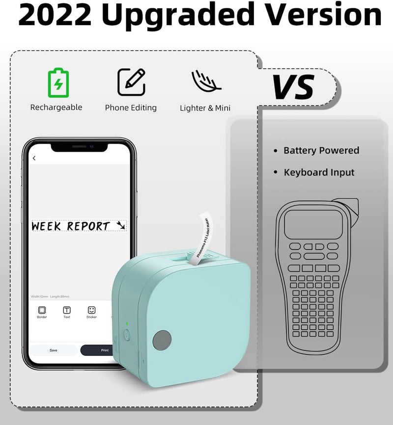 Phomemo P12 Pro Beschriftungsgerät Handgerät | Mini Bluetooth Etikettiergerät mit Etikettenband | US