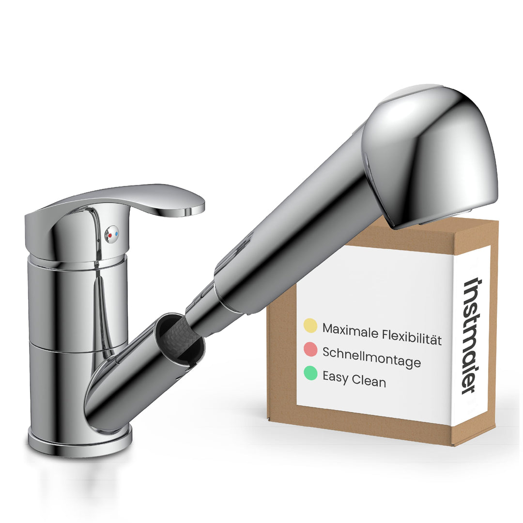 instmaier K2 Wasserhahn Küche ausziehbar | Spültischarmatur mit Geschirrbrause | Küchenarmatur mit 2
