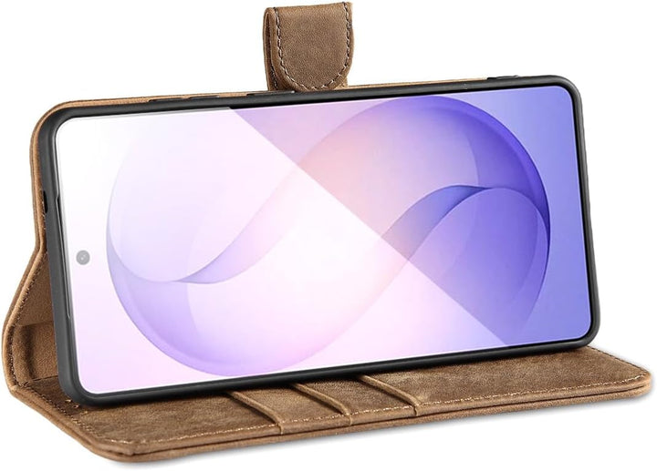 LENSUN Echtleder Handyhülle für Samsung Galaxy S26 Ultra, Hülle [Brieftasche][RFID Schutz][Standfunk