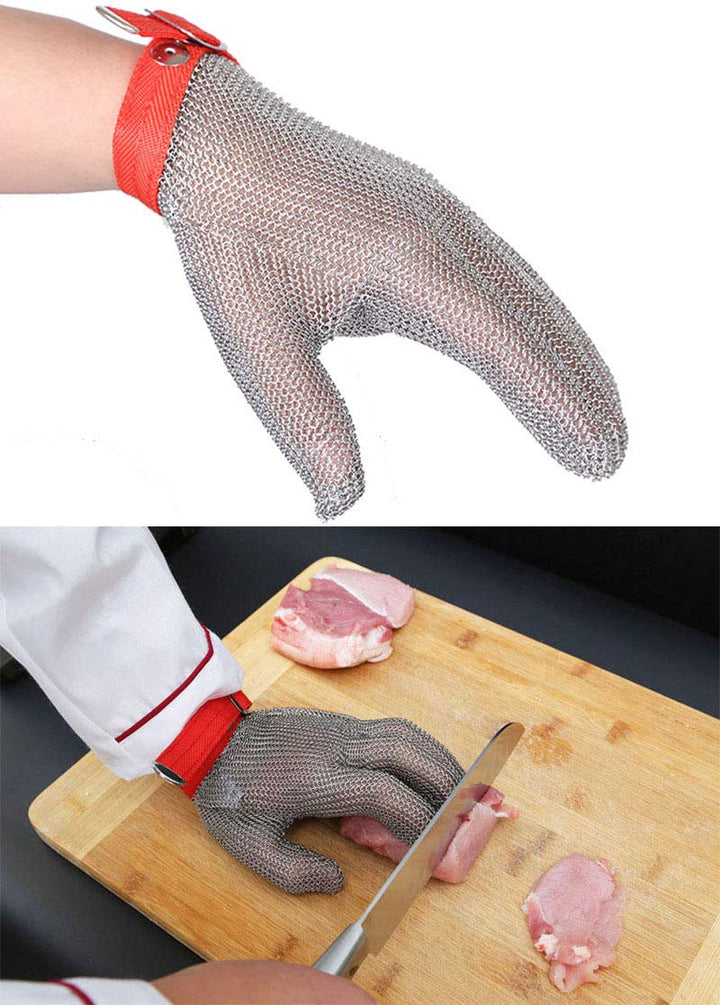 ThreeH Schnittfeste Handschuhe aus Edelstahl 304L Drahtgewebe für Schneiden schneiden hacken Fleisch