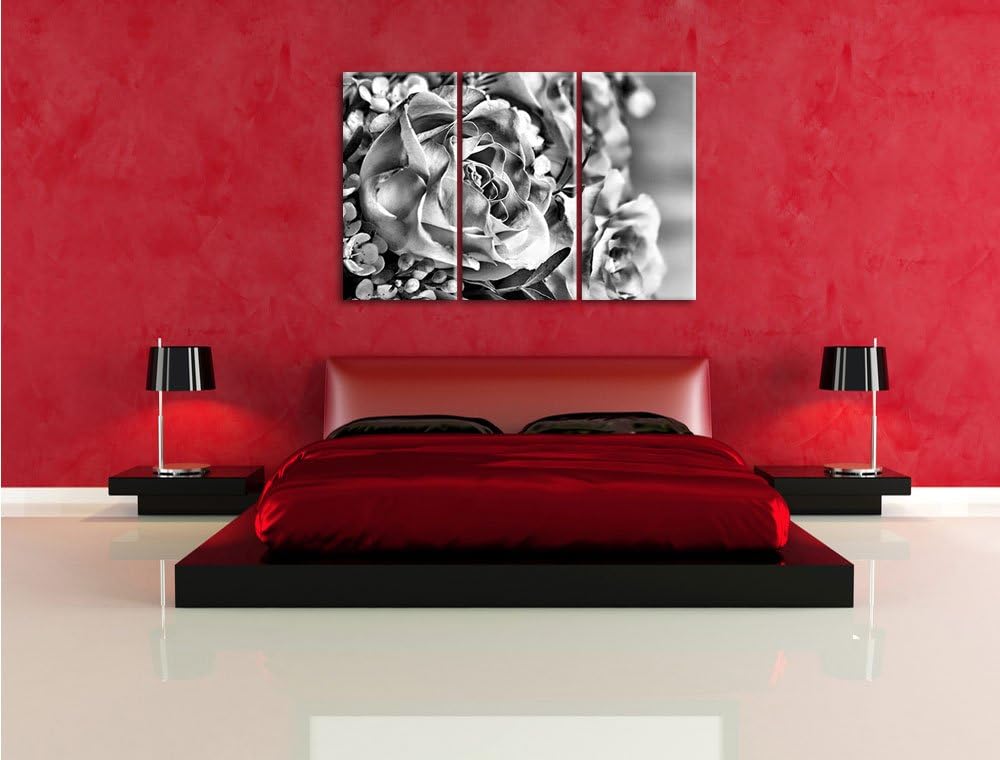 Pixxprint Rosenstrauss als Leinwandbild/Grösse: 3 Teilig (120x80) / Wandbild/Kunstdruck/fertig bespa