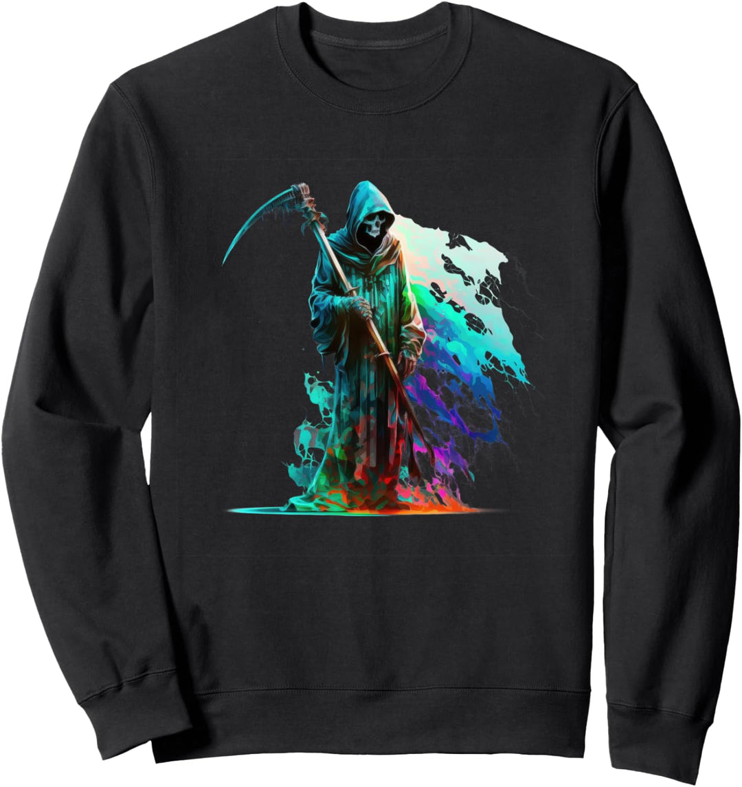 Cooles Skelett, Sensenmann, bunt Sweatshirt