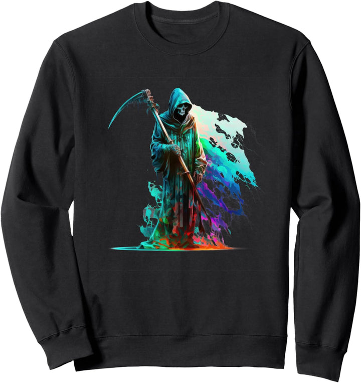 Cooles Skelett, Sensenmann, bunt Sweatshirt