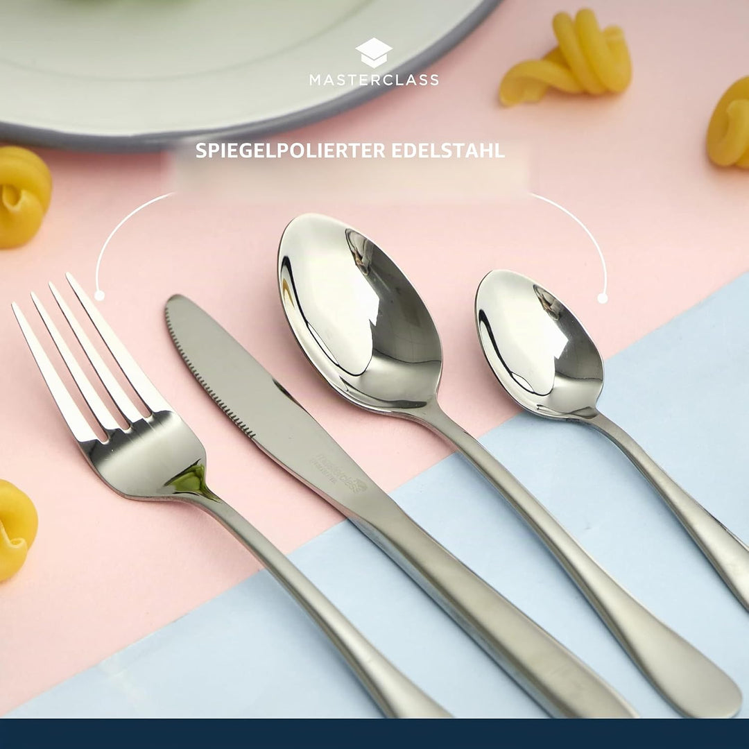 MasterClass Kinderbesteck-Set, Edelstahl, 4-teilig, Silber (Packung mit 2) 28 x 18 x 18 cm (Packung