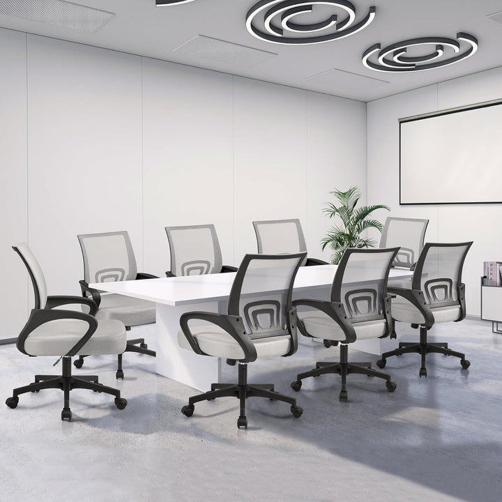 Yaheetech Bürostuhl, Ergonomischer Schreibtischstuhl mit Netzbespannung und Armlehnen, Drehstuhl aus