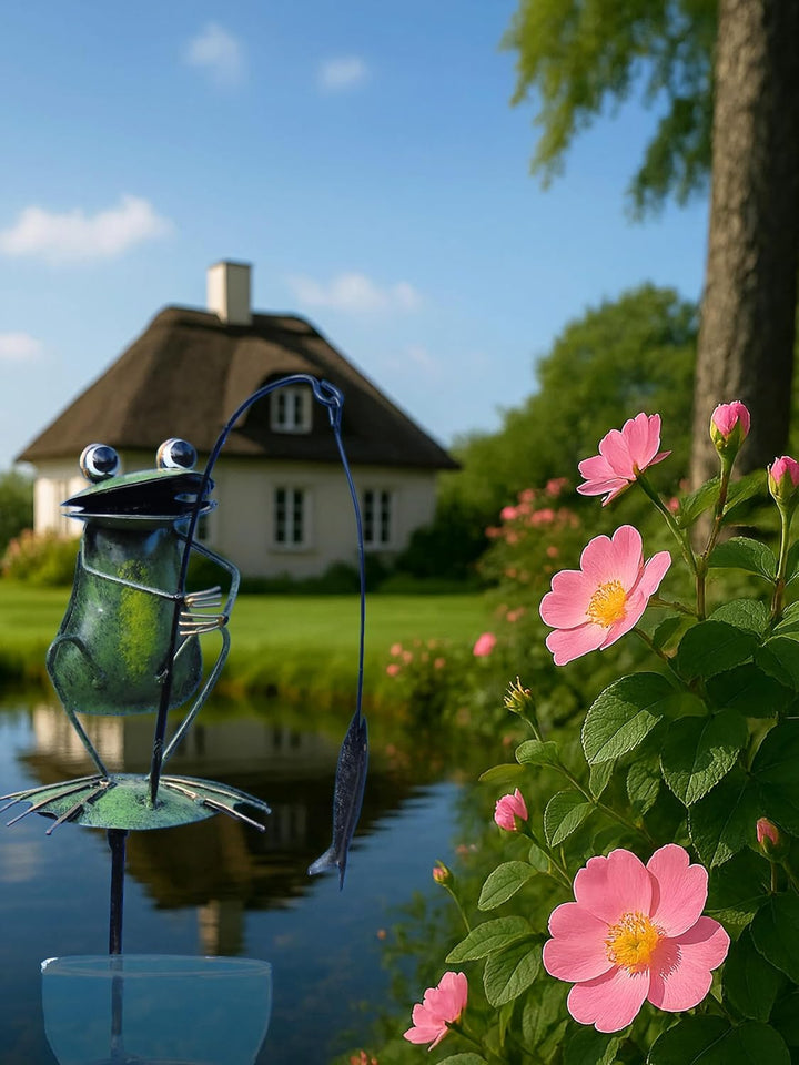 Pommerntraum ® | Regenmesser Niederschlagsmesser Pluviometer Gartendekoration Gartenstecker (Frosch