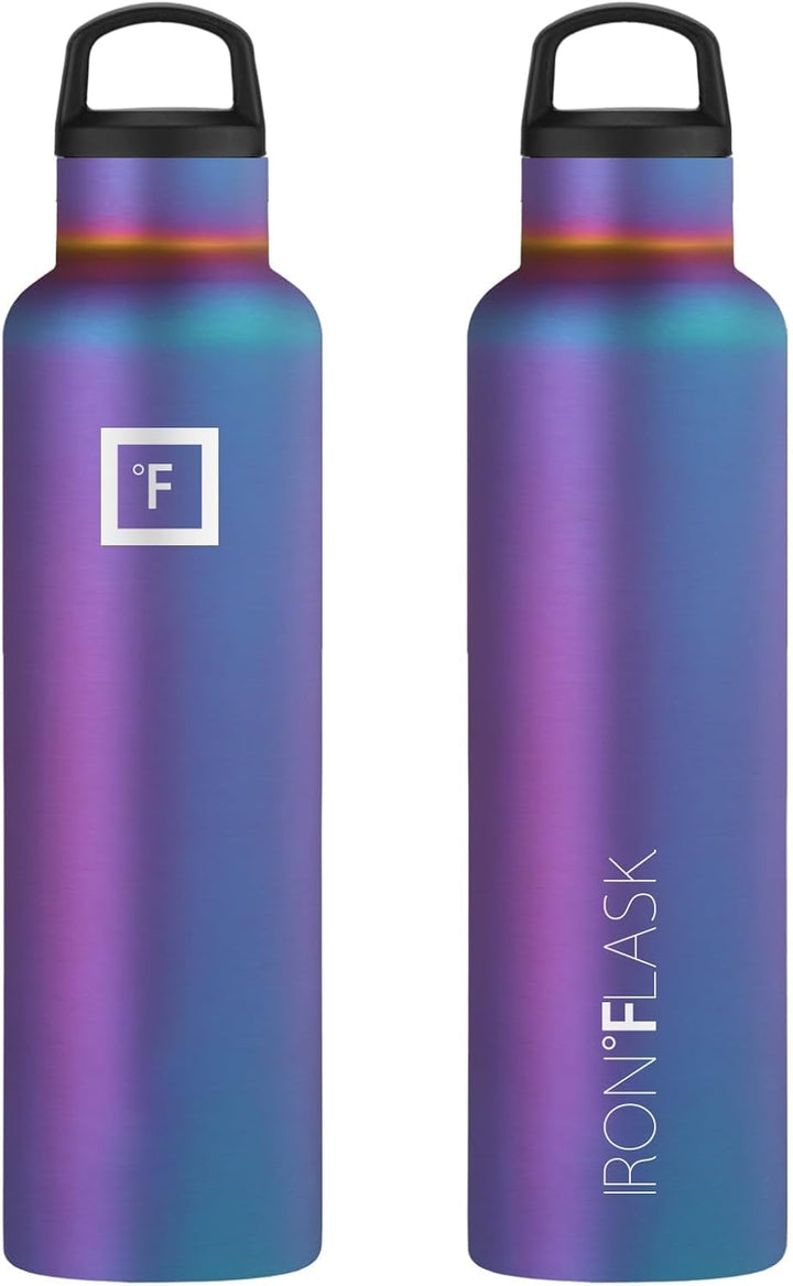 IRON °FLASK Sport-Trinkflasche, 3 Deckel (schmaler Auslaufdeckel), auslaufsicher, vakuumisoliert, Ed