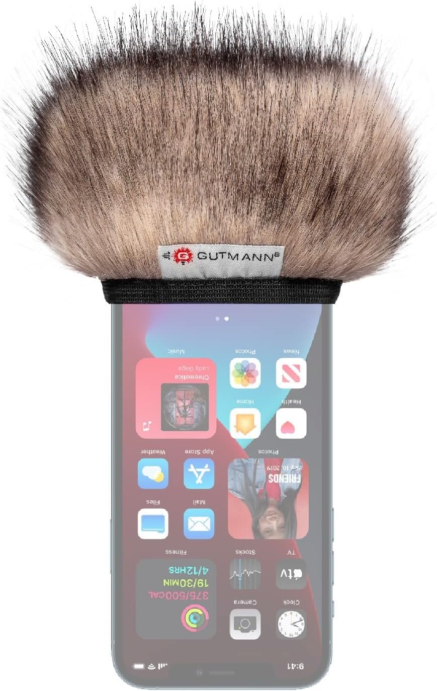 Gutmann Mikrofon Windschutz Fell für iPhone 12 & 13/12 & 13 Pro / 12 & 13 Pro Max CAT Handgefertigt