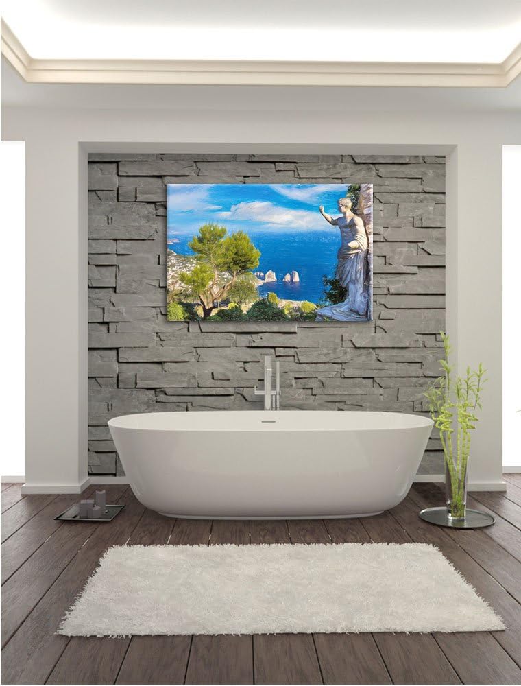 Pixxprint Insel Capri in Italien als Leinwandbild/Grösse: 100x70 cm/Wandbild/Kunstdruck/fertig bespa