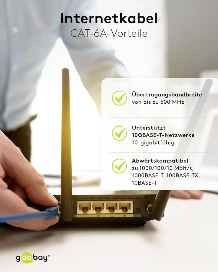 goobay 66041 CAT 6A Netzwerkkabel im 5er Set/Patchkabel geschirmt S/FTP/CU Ethernet Kabel, PiMF, LSZ