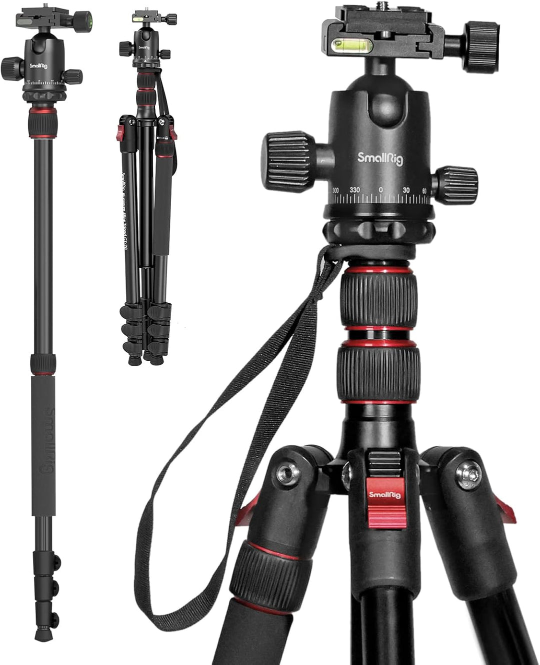 78"/200cm Kamerastativ, SMALLRIG Tripod Einbeinstativ mit 36mm 360 Panorama Kugelkopf, Professionell
